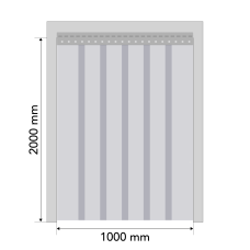 Standartinių PVC juostų užuolaidų komplektas durų angai 1000x2000 mm