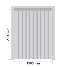 Standartinių PVC juostų užuolaidų komplektas durų angai 1500x2000 mm