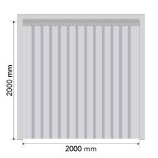 Standartinių PVC juostų užuolaidų komplektas durų angai 2000x2000 mm