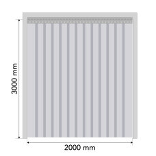 Standartinių PVC juostų užuolaidų komplektas durų angai 2000x3000 mm