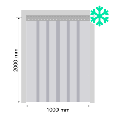 Standartinių PVC juostų užuolaidų komplektas durų angai 1000x2000 mm, atsparus šalčiui