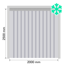 Standartinių PVC juostų užuolaidų komplektas durų angai 2000x2500 mm, atsparus šalčiui