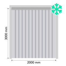Standartinių PVC juostų užuolaidų komplektas durų angai 2000x3000 mm, atsparus šalčiui