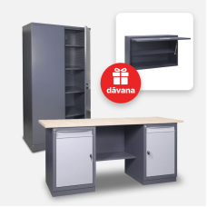 Metalinės įrankių spintos SHI-15 ir darbo stalo 41 MD / MD / 1500x620mm rinkinys su dovana!